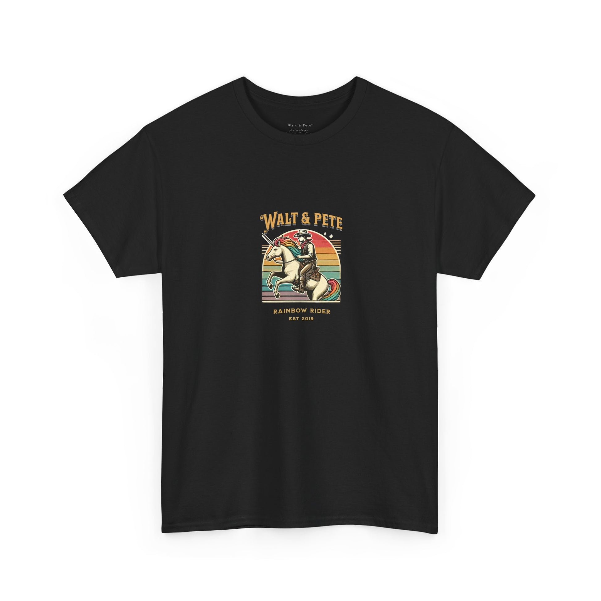 Rainbow Rider | Pride T-Shirt Walt & Pete Pride Western Unicorn Cowboy Fun Queer LGBTQ Rodeo