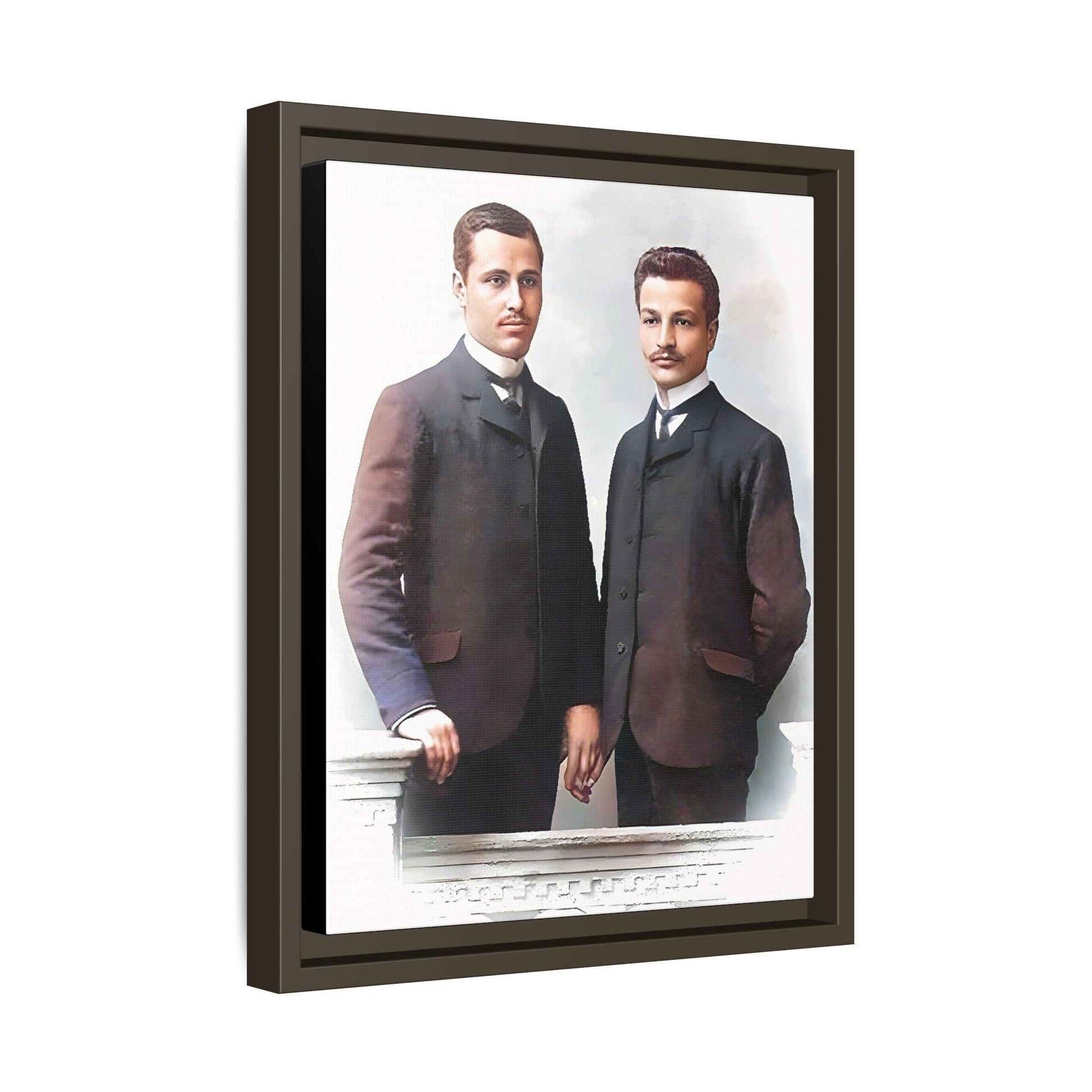 A restored vintage portrait of Asen & Gavril in Plovdiv, Bulgaria. This framed matte canvas honors LGBTQ+ history, timeless love, and European heritage. Gay Couple