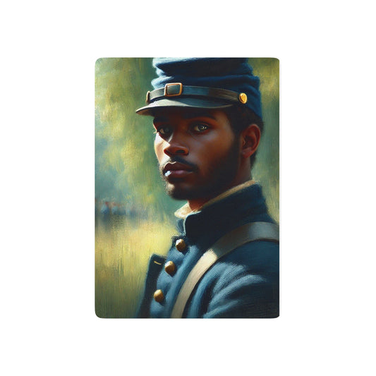 Union soldier portrait playing cards—Missing Grant Series 064, inspired by Grant Wood and Walt Whitman.