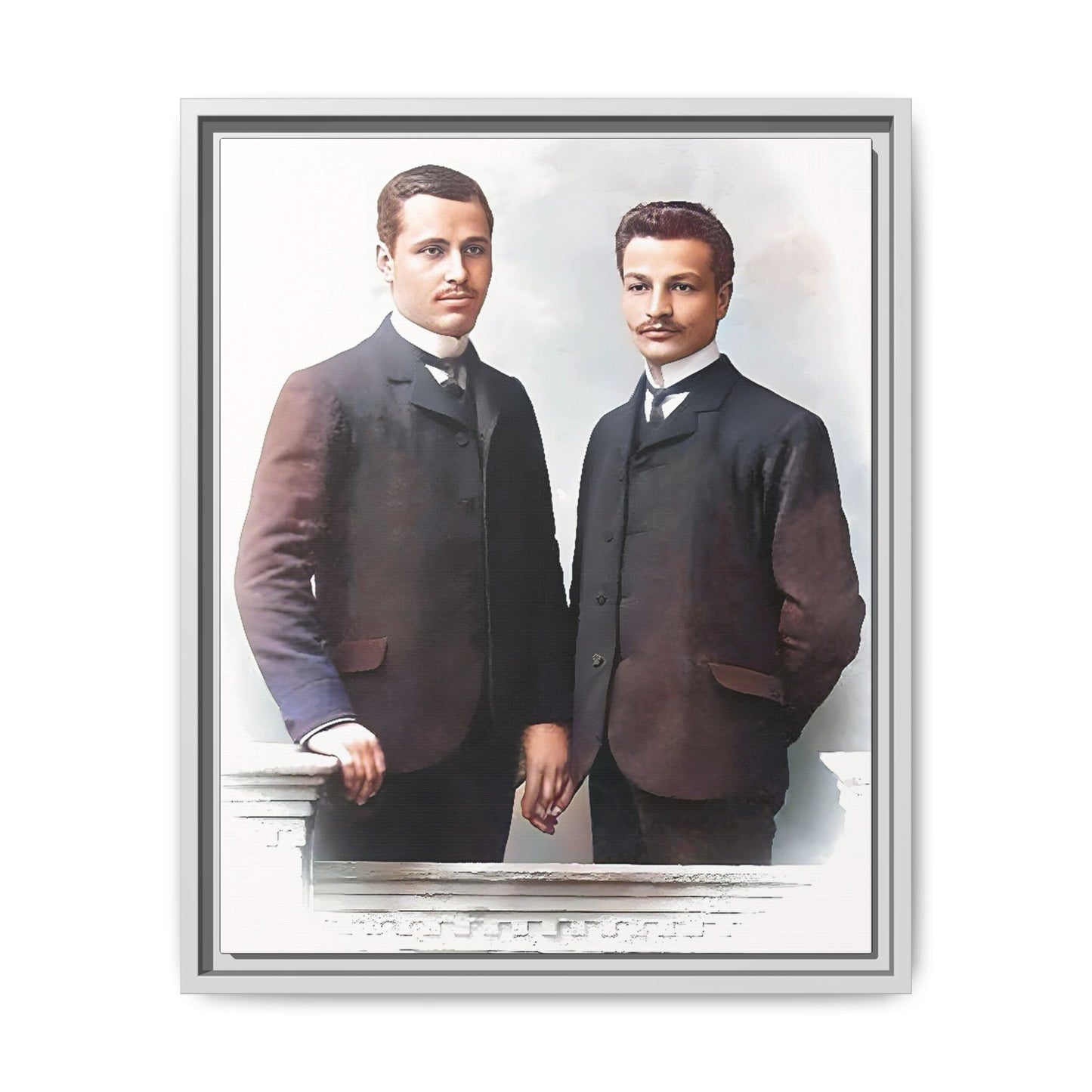 A restored vintage portrait of Asen & Gavril in Plovdiv, Bulgaria. This framed matte canvas honors LGBTQ+ history, timeless love, and European heritage. Gay Couple