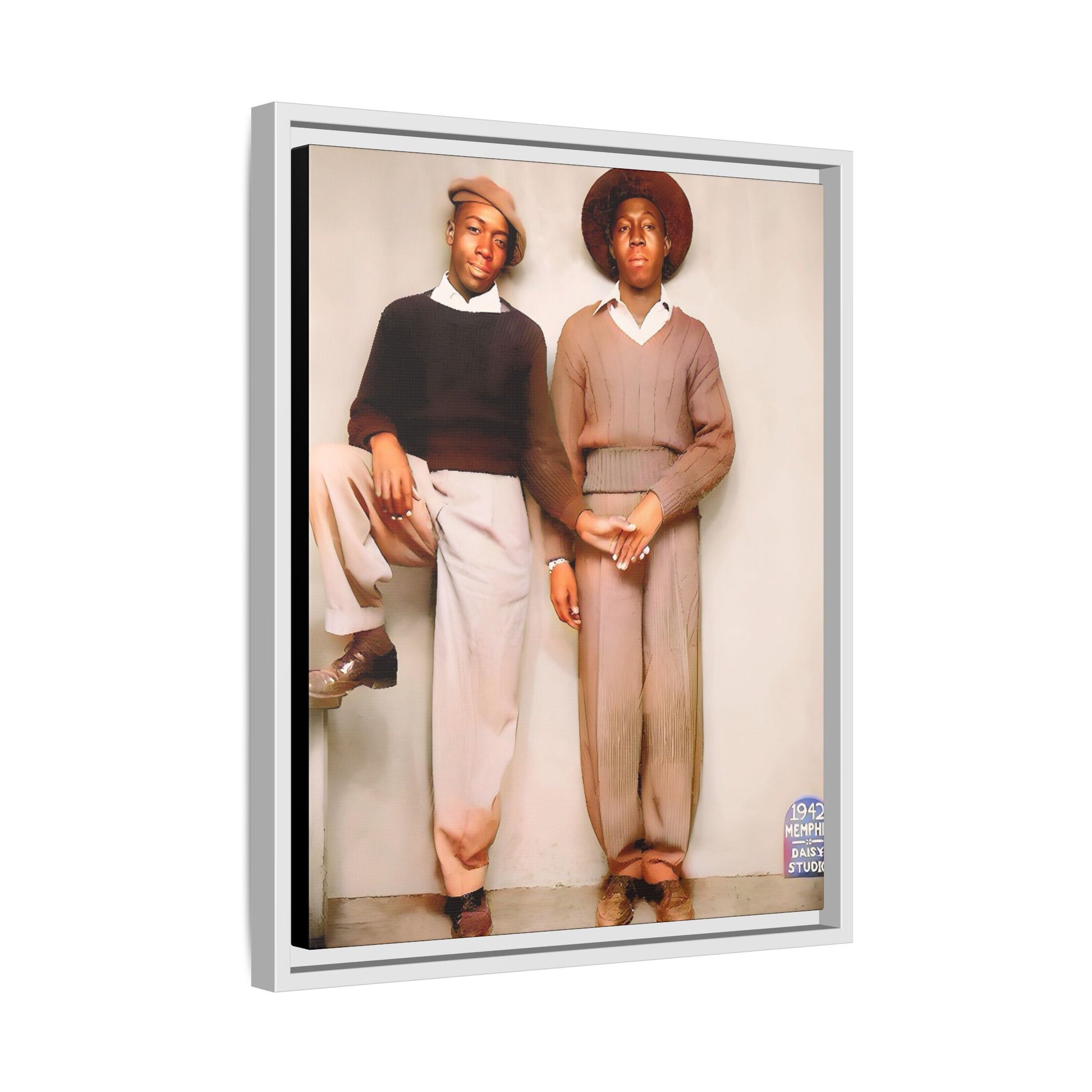 Vintage Gay studio portrait of Kenneth & Edgar, Memphis 1942. A beautifully restored black queer history canvas print celebrating love, resilience, and connection. Queer Couple