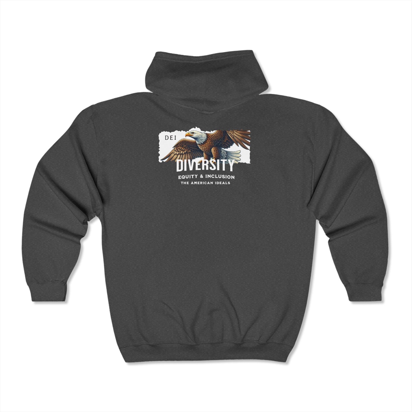 DEI | Support Diversity, Equity & Inclusion - The American Ideals | Pride Hoodie Full Zip Patriotic LGBTQ Pride Patriot