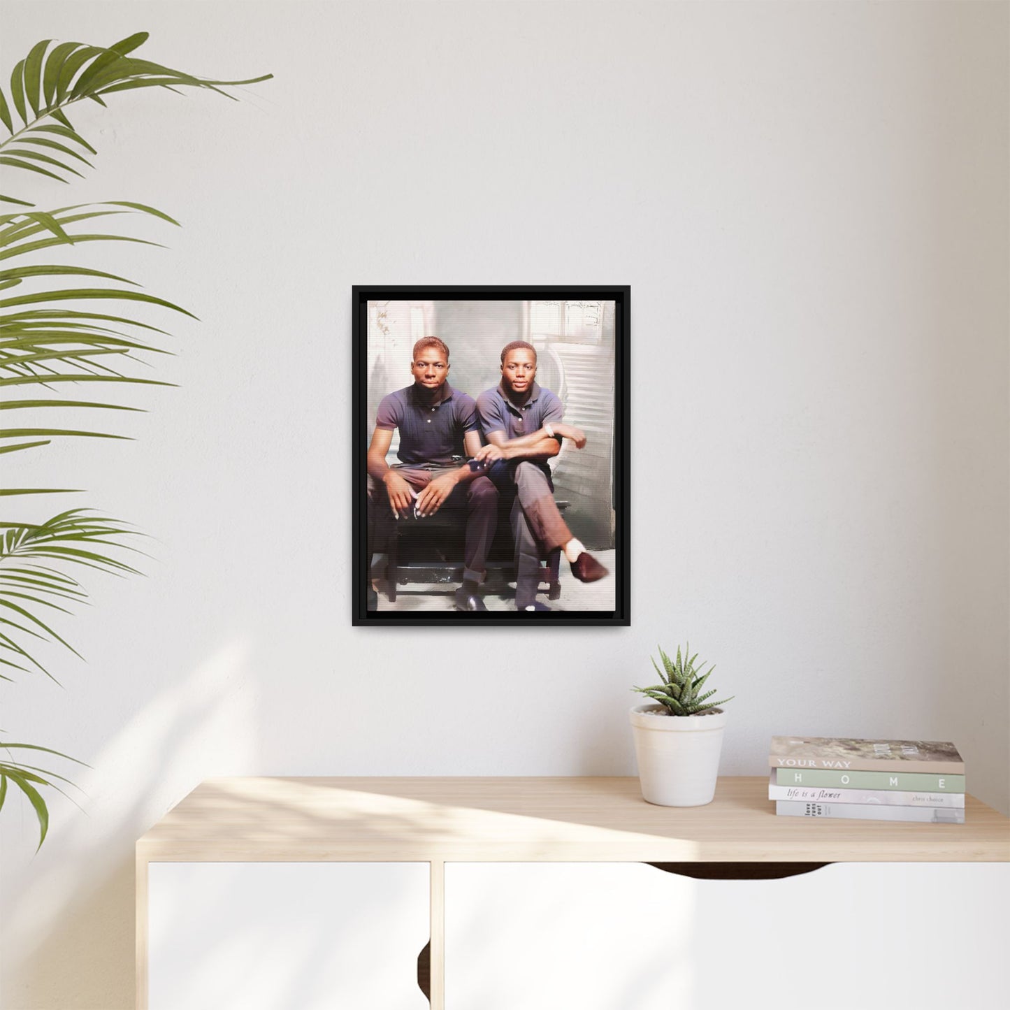 Vintage LGBTQ+ love portrait of Raymond & Paul in Brooklyn, NY. A tribute to African American queer history, now available as a museum-quality matte canvas print. A powerful statement piece celebrating love, identity, and resilience. Gay Couple