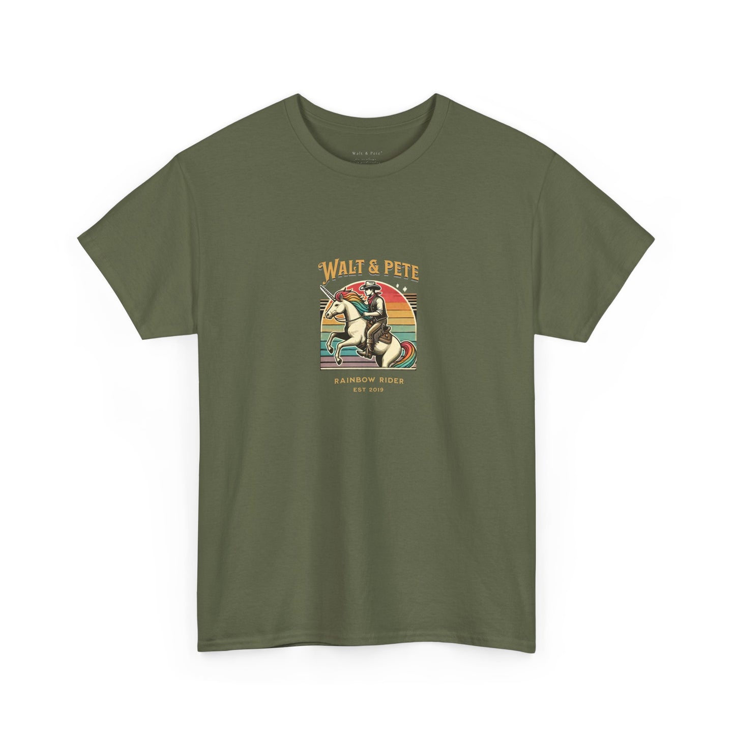 Rainbow Rider | Pride T-Shirt Walt & Pete Pride Western Unicorn Cowboy Fun Queer LGBTQ Rodeo