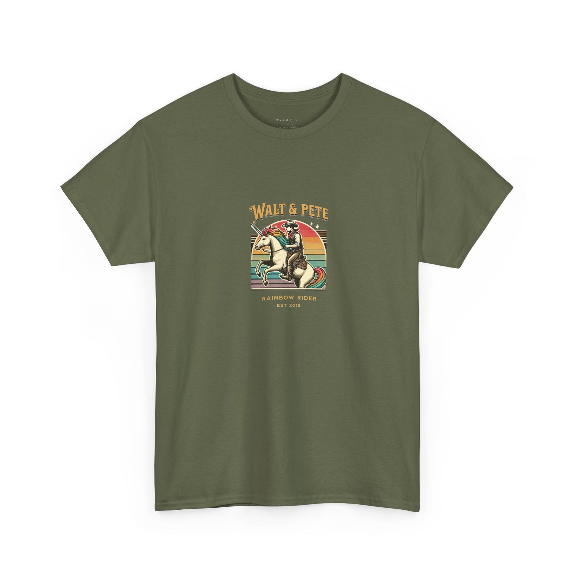 Rainbow Rider | Pride T-Shirt Walt & Pete Pride Western Unicorn Cowboy Fun Queer LGBTQ Rodeo