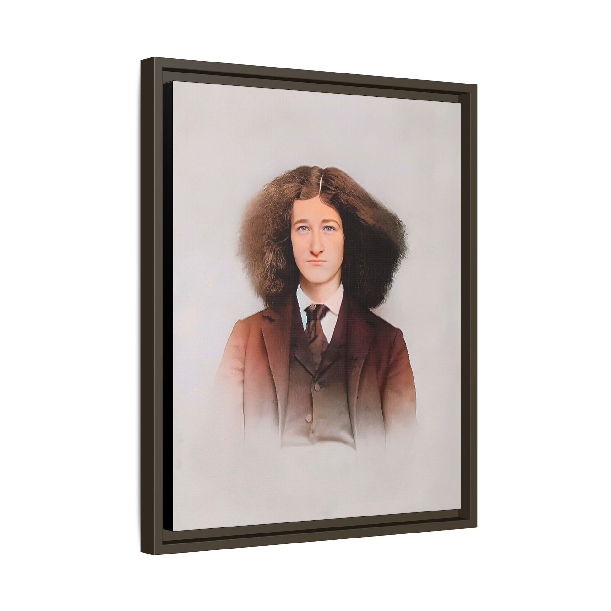A framed vintage portrait on matte canvas featuring Theo in Eden Mills, Vermont, capturing confidence, identity, and timeless elegance. Trans Man LGBTQ