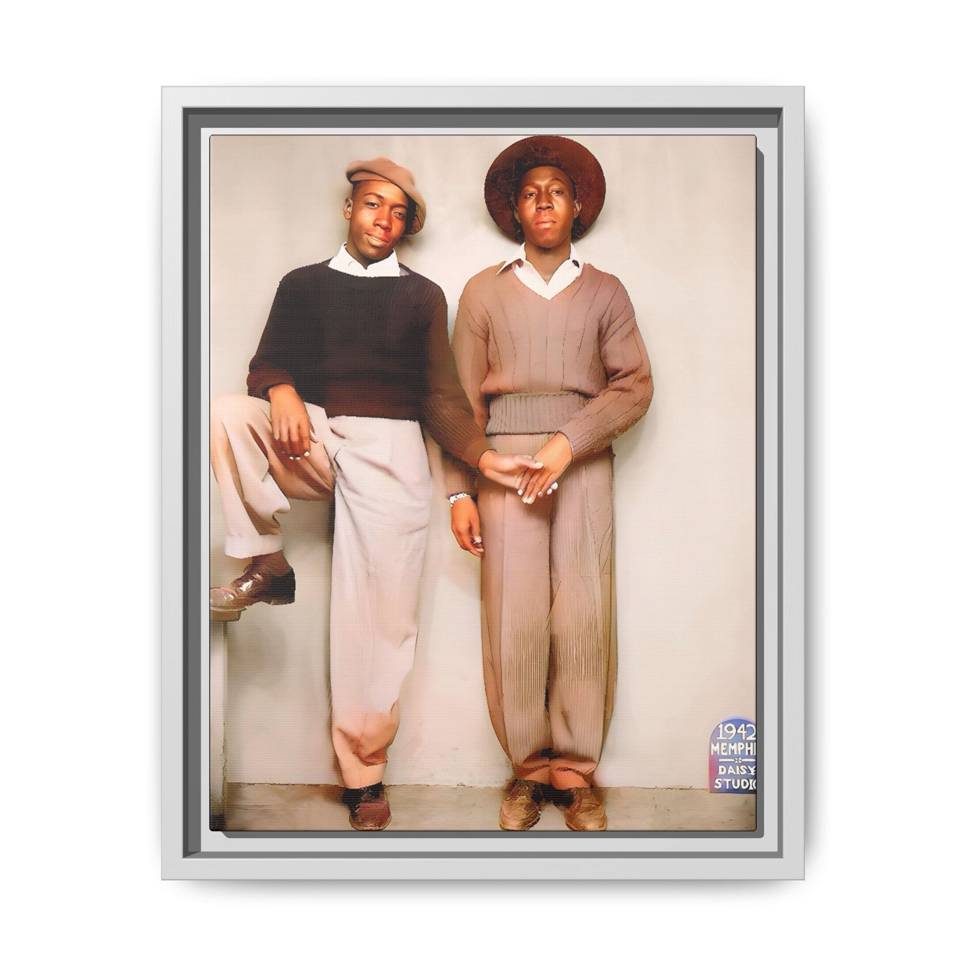 Vintage Gay studio portrait of Kenneth & Edgar, Memphis 1942. A beautifully restored black queer history canvas print celebrating love, resilience, and connection. Queer Couple