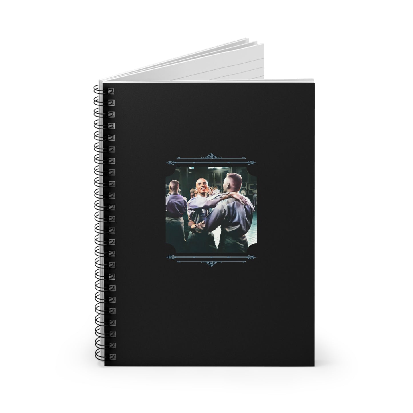 vintage gay soldiers, WWII USO dance photo, retro pride notebook, lgbtq military love