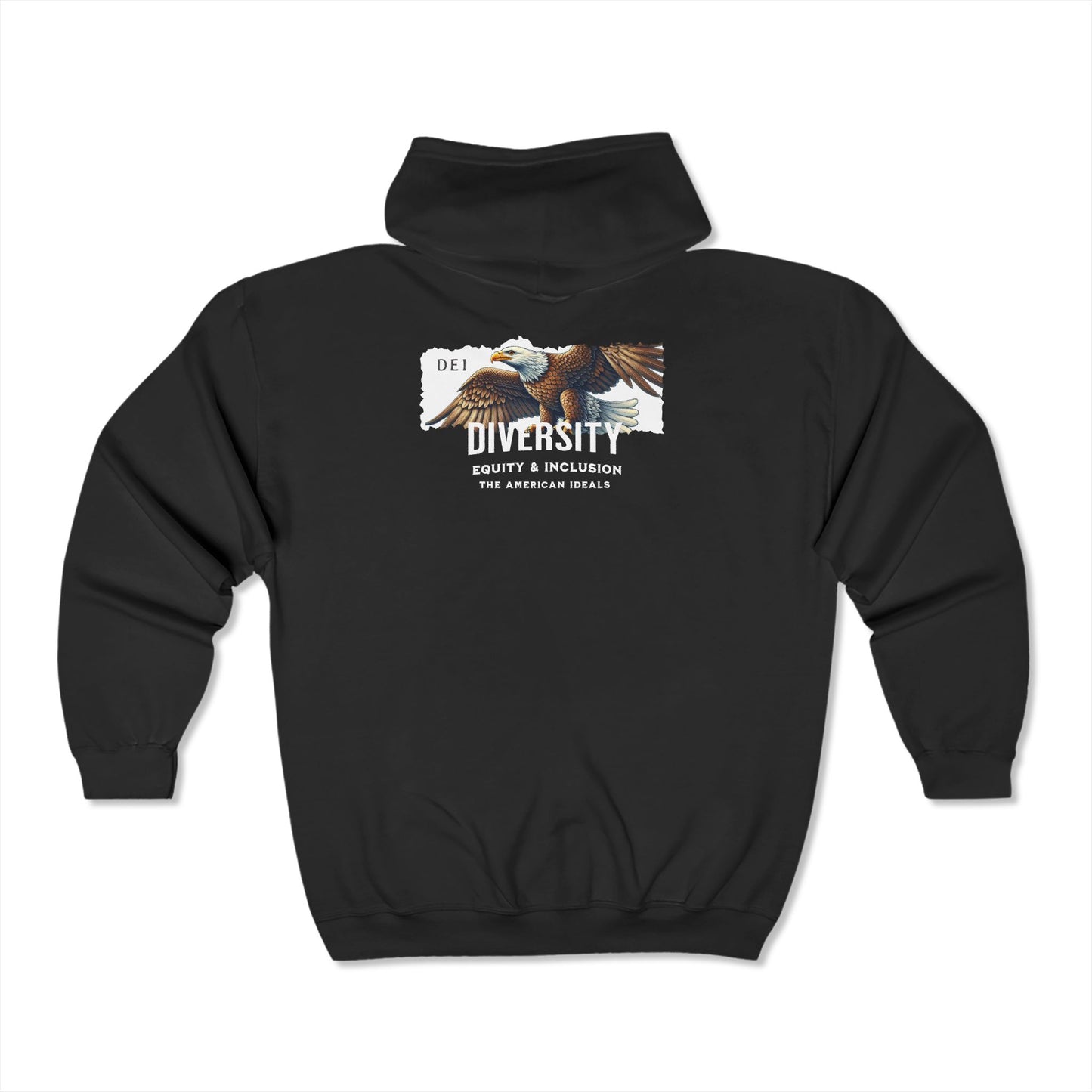 DEI | Support Diversity, Equity & Inclusion - The American Ideals | Pride Hoodie Full Zip Patriotic LGBTQ Pride Patriot