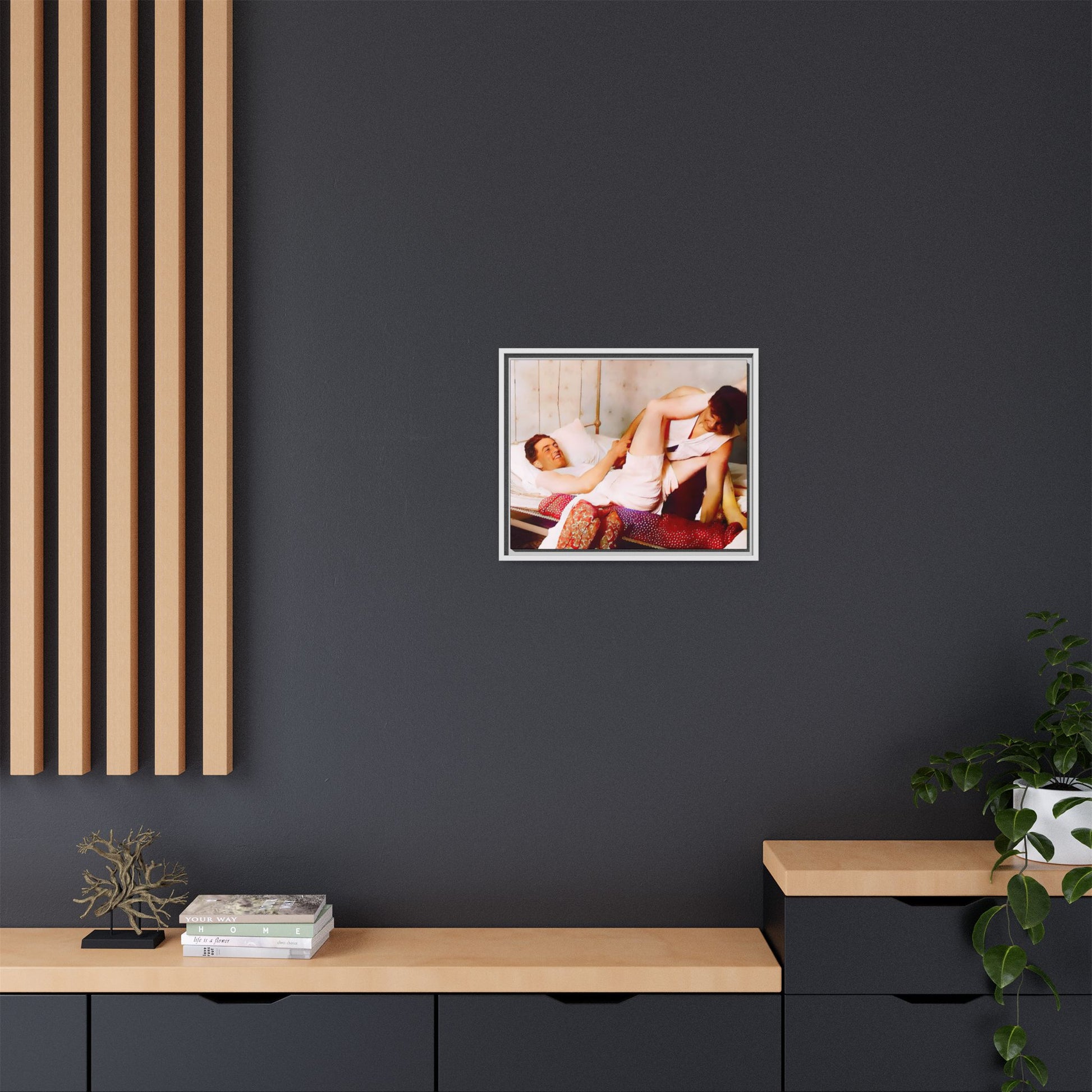 A restored vintage portrait of Andrew & Peter in Galena, Illinois. This framed matte canvas captures LGBTQ+ love, joy, and connection, making it a timeless and meaningful addition to any art collection or home decor. Gay Couple