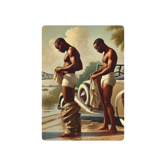 Queer Black history, 1920s Mississippi, vintage roadster, Grant Wood-inspired Americana, LGBTQ+ heritage. Black Love
