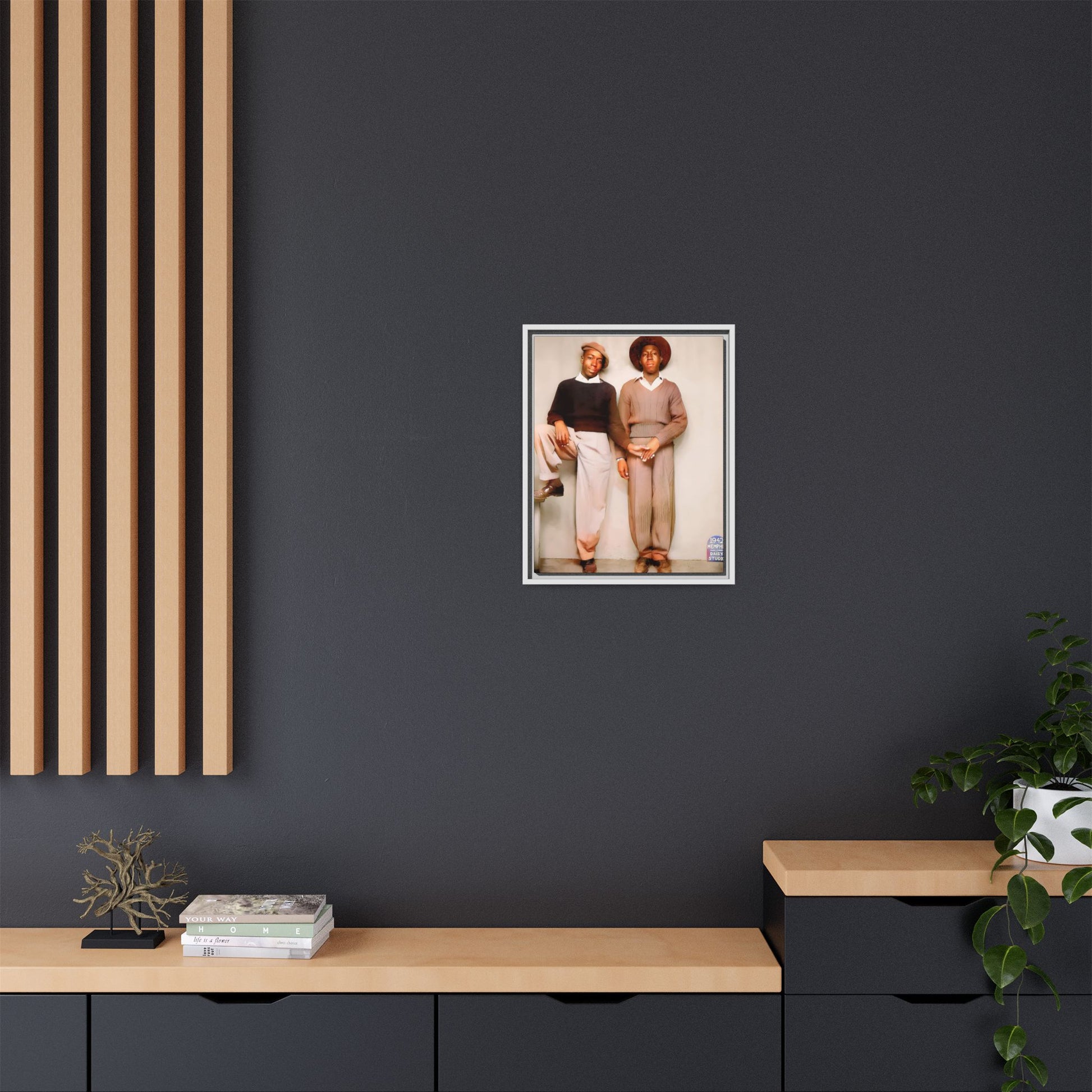 Vintage Gay studio portrait of Kenneth & Edgar, Memphis 1942. A beautifully restored black queer history canvas print celebrating love, resilience, and connection. Queer Couple