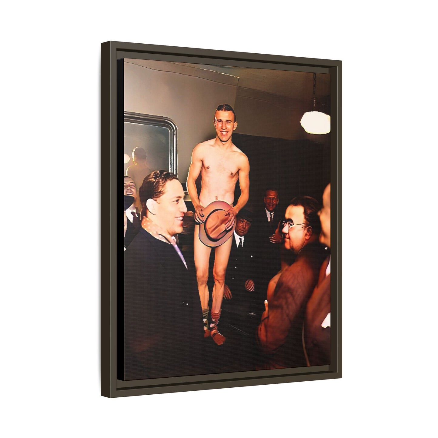 A restored vintage portrait of Jimmy, a dancer at The Slide in New York. This framed matte canvas captures LGBTQ+ history, vibrant nightlife, and the spirit of performance.