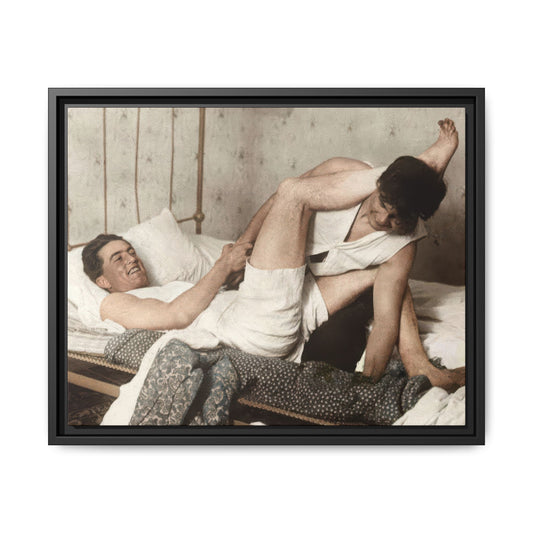 Historic domestic interior portrait reproduced as framed canvas wall art
