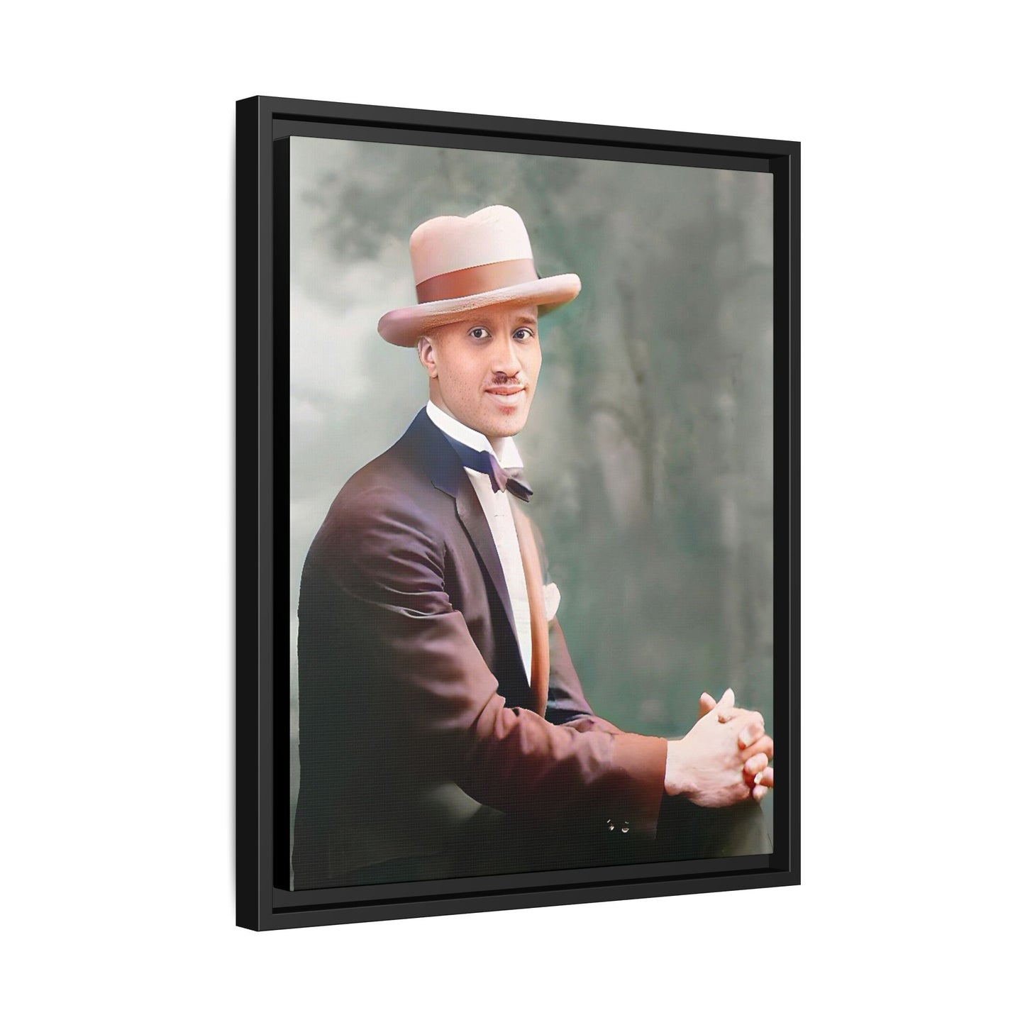 A restored portrait of Jamal from early 20th-century Harlem, dressed in a bow tie and felt hat. This framed matte canvas honors Black history, sophistication, and cultural excellence, perfect for vintage or historically inspired decor.