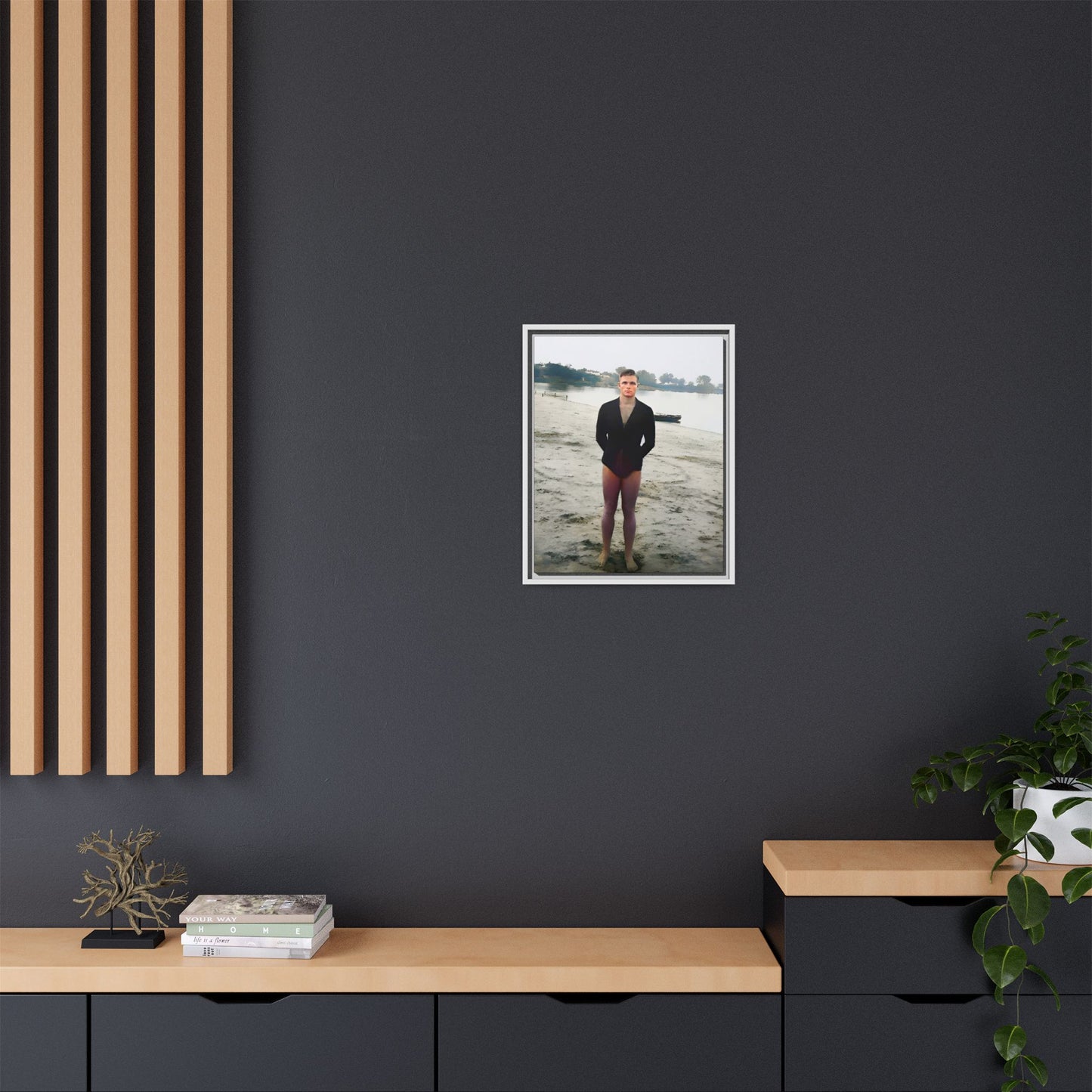 A framed vintage lake portrait on matte canvas featuring Ben at Lake Chicot, Arkansas, capturing solitude, nature, and timeless reflection.