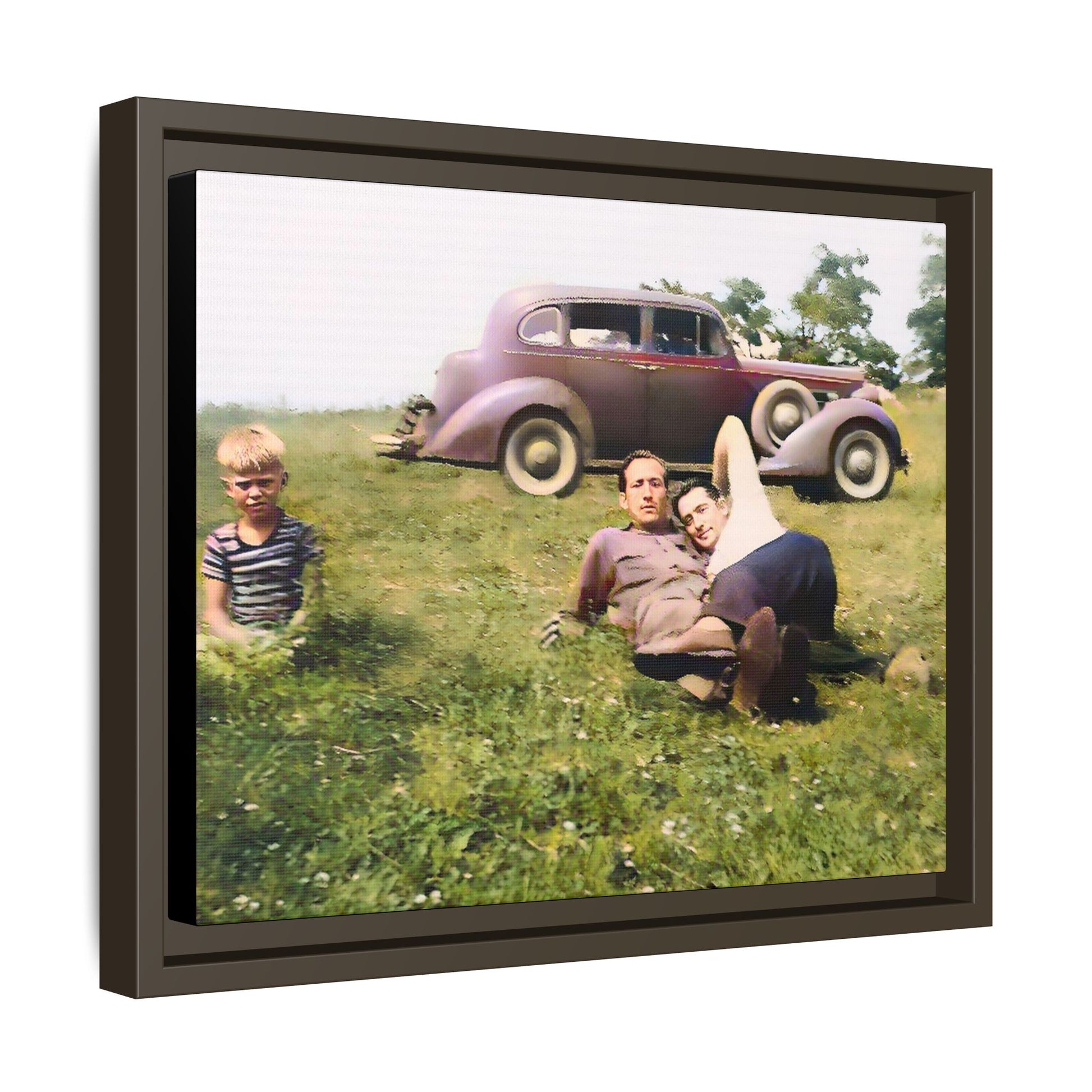 A vintage LGBTQ+ Fathers' Day portrait from Toms River, NJ. This framed matte canvas captures a tender moment of love, resilience, and family, making it a meaningful keepsake for collectors, history lovers, and those celebrating chosen family. Two Dads Vintage Photo
