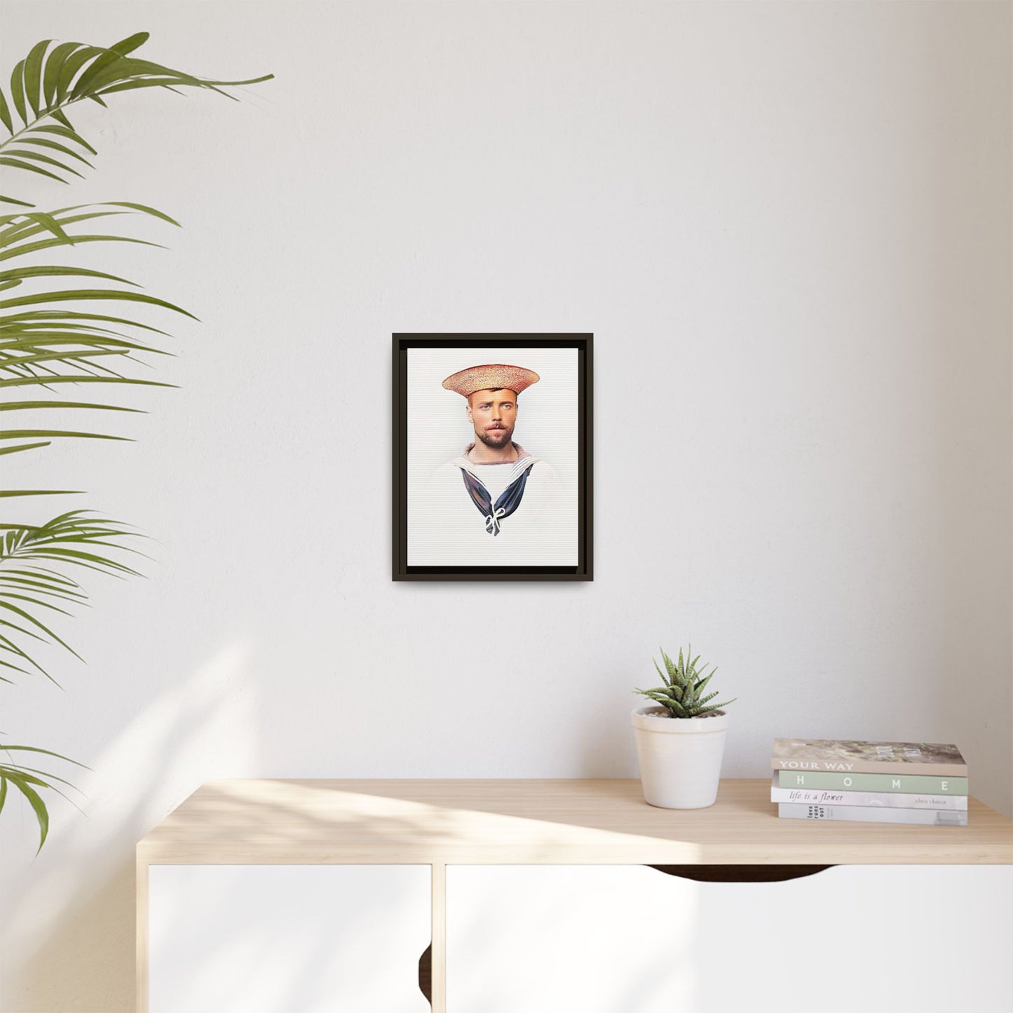 A restored vintage portrait of Elijah, a British sailor in Weihaiwei, China. This framed matte canvas honors naval history, tradition, and duty.