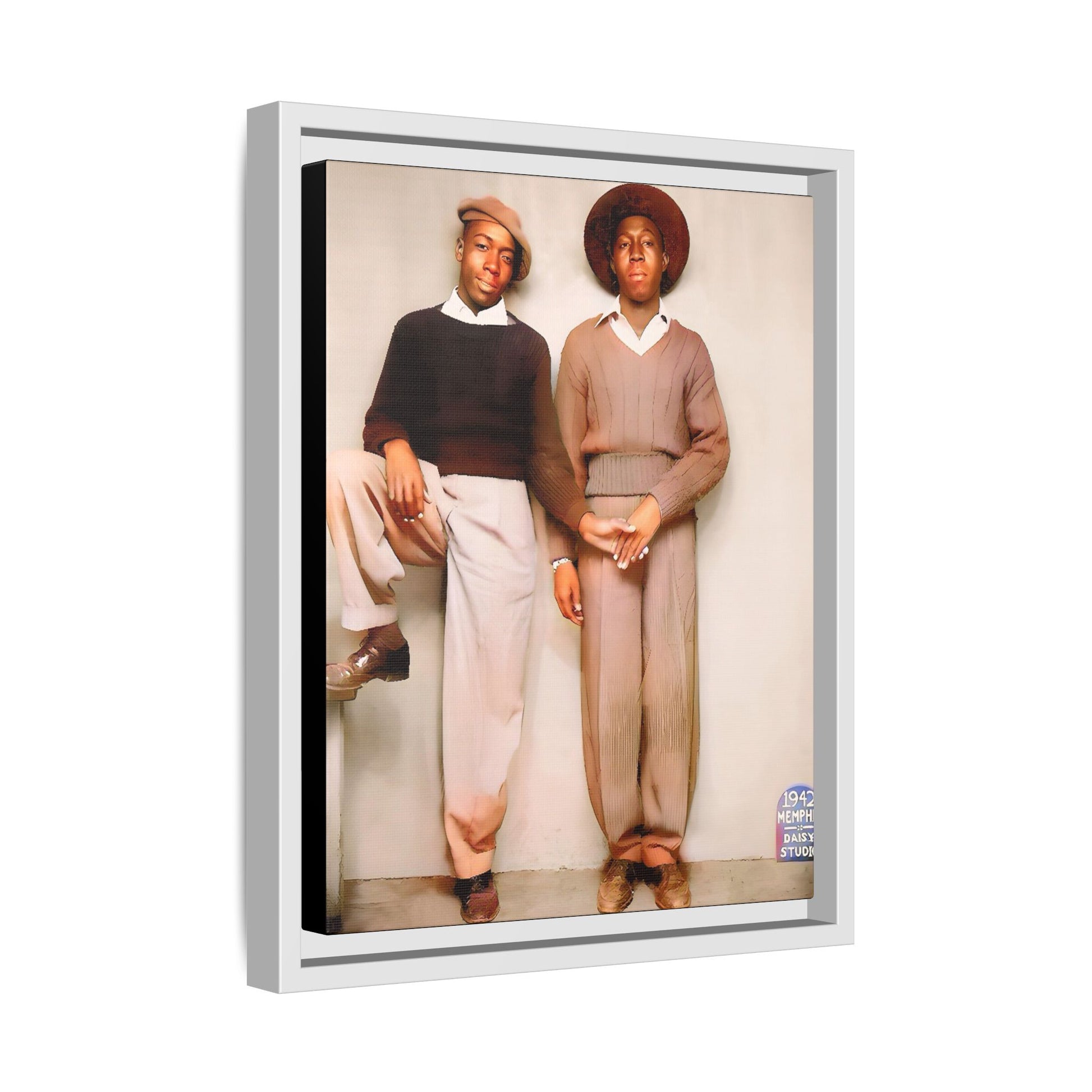 Vintage Gay studio portrait of Kenneth & Edgar, Memphis 1942. A beautifully restored black queer history canvas print celebrating love, resilience, and connection. Queer Couple