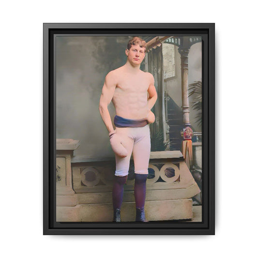 A striking vintage portrait of Otto, a historic Manhattan boxer in gloves and stance. This framed matte canvas print is ideal for boxing fans, sports history lovers, and collectors of retro athletic decor.