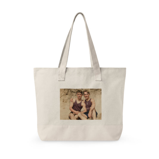 Heavy cotton tote featuring restored archival beach scene