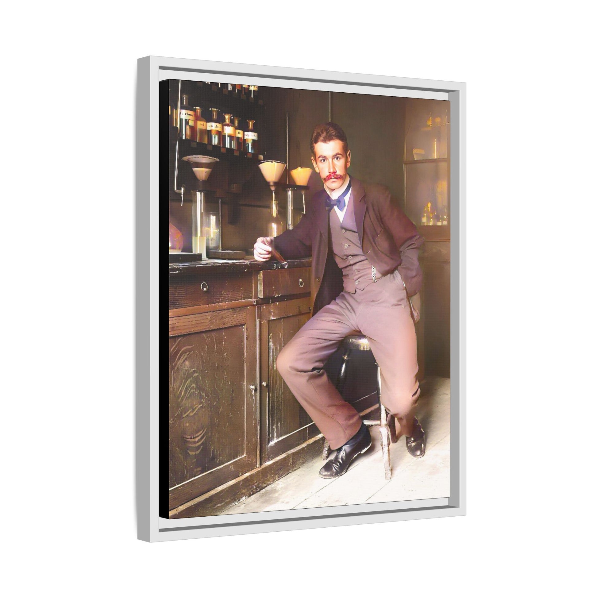 A restored vintage portrait of Dr. Kinnaird in Princeton, NJ. This framed matte canvas captures 19th-century academic excellence, intellect, and scientific history.