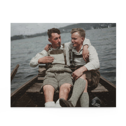 Lakeside Rowboat Companions | Restored Historical Jigsaw Puzzle | paire 116