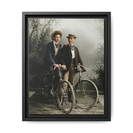 Athlétisme 018 vintage photograph of two men posing with safety bicycles in a studio