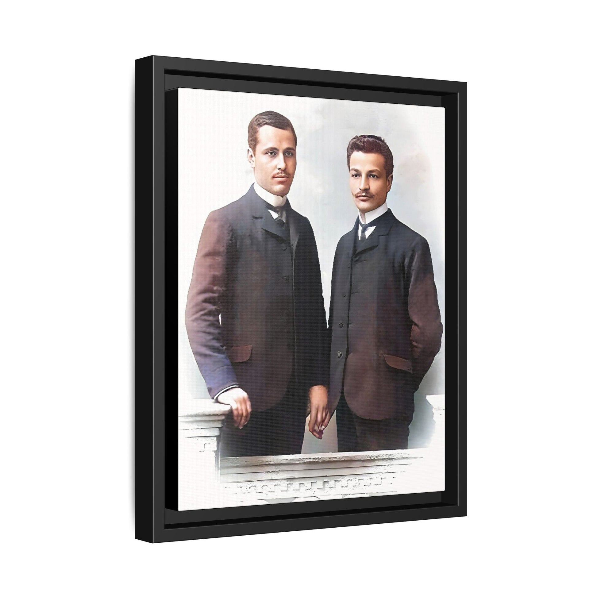 A restored vintage portrait of Asen & Gavril in Plovdiv, Bulgaria. This framed matte canvas honors LGBTQ+ history, timeless love, and European heritage. Gay Couple