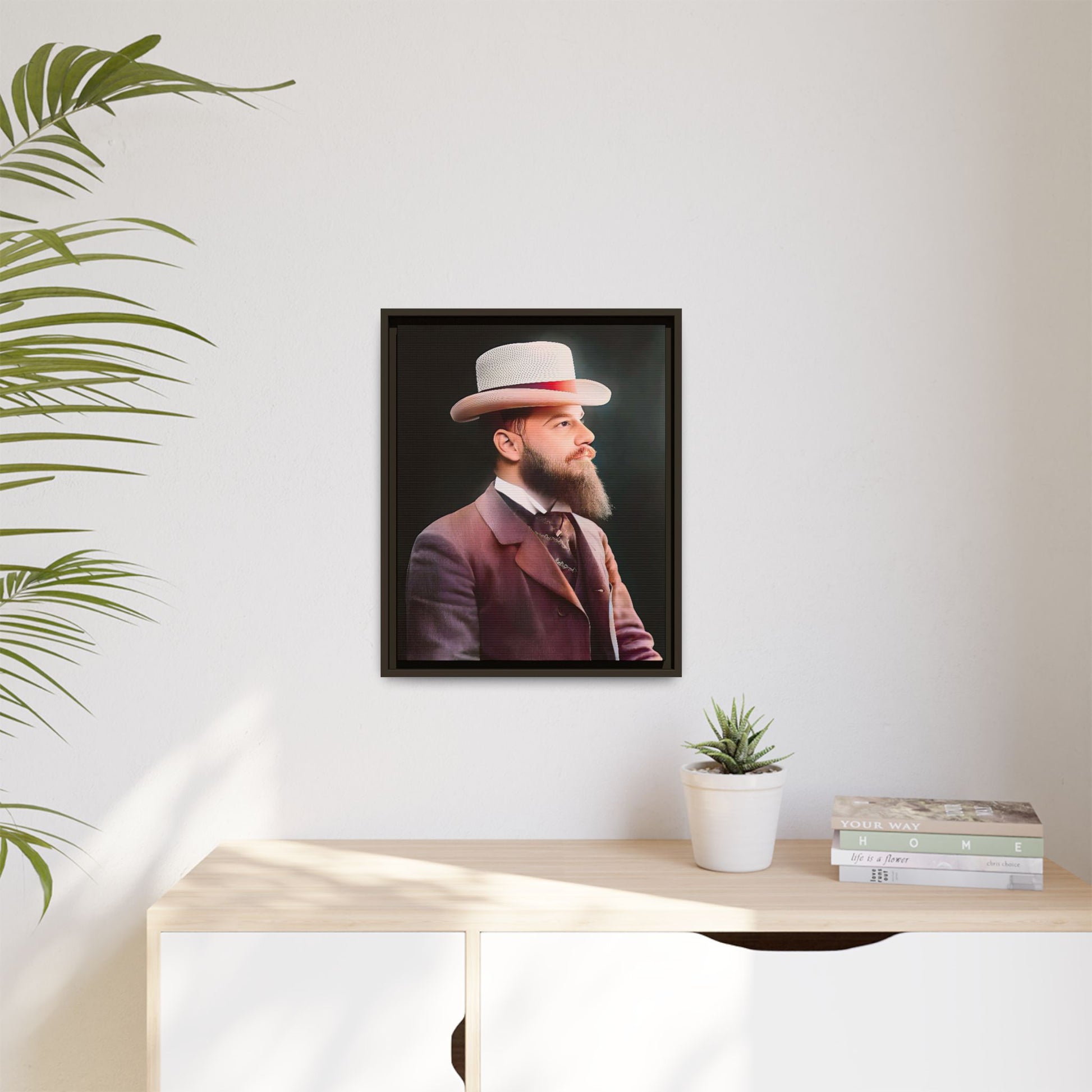 A restored Belle Époque portrait of Jean-Etienne from Le Marais, Paris. This framed matte canvas print captures the sophistication, elegance, and charm of vintage Parisian culture, making it a timeless addition to any home or gallery space.