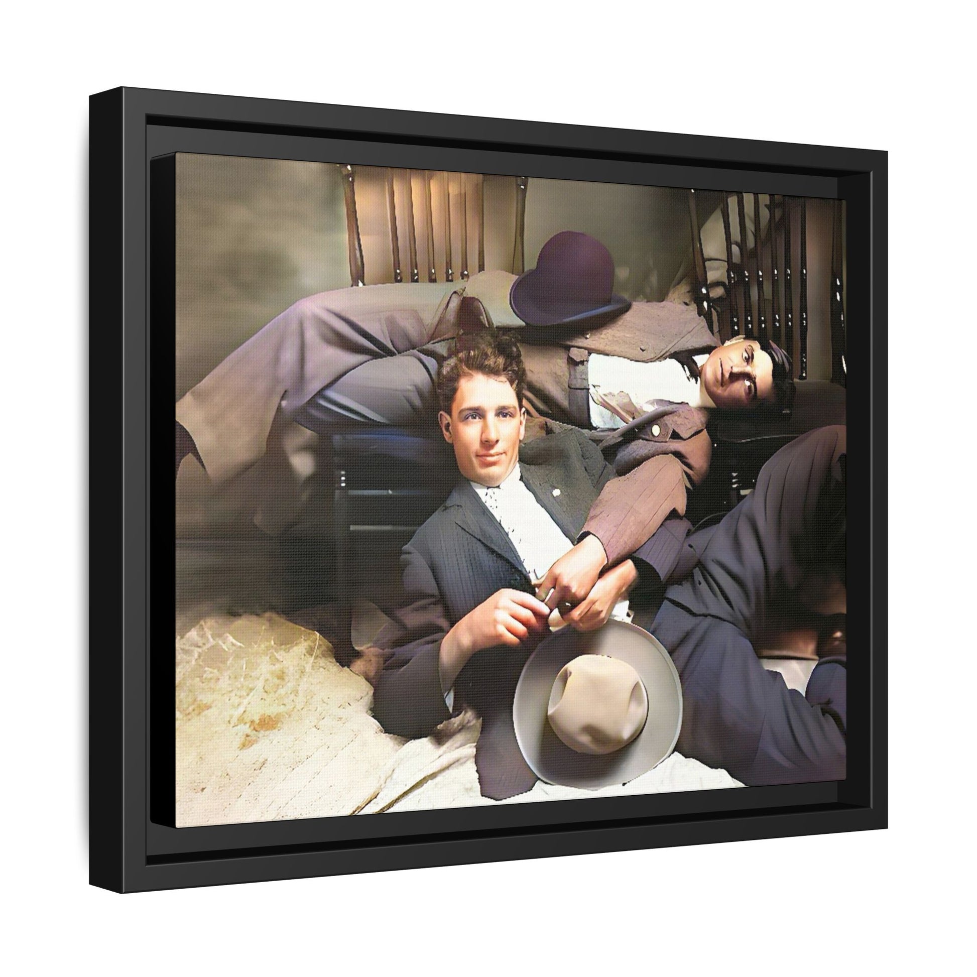 A vintage portrait of Victor & Benjamin in Madison, Wisconsin. This framed matte canvas captures LGBTQ+ history, love, and deep connection, making it a meaningful and timeless addition to any collection or home decor. Gay Couple