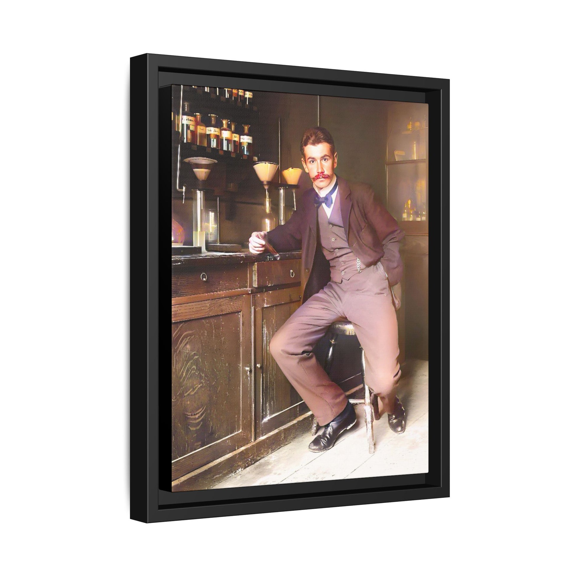 A restored vintage portrait of Dr. Kinnaird in Princeton, NJ. This framed matte canvas captures 19th-century academic excellence, intellect, and scientific history.