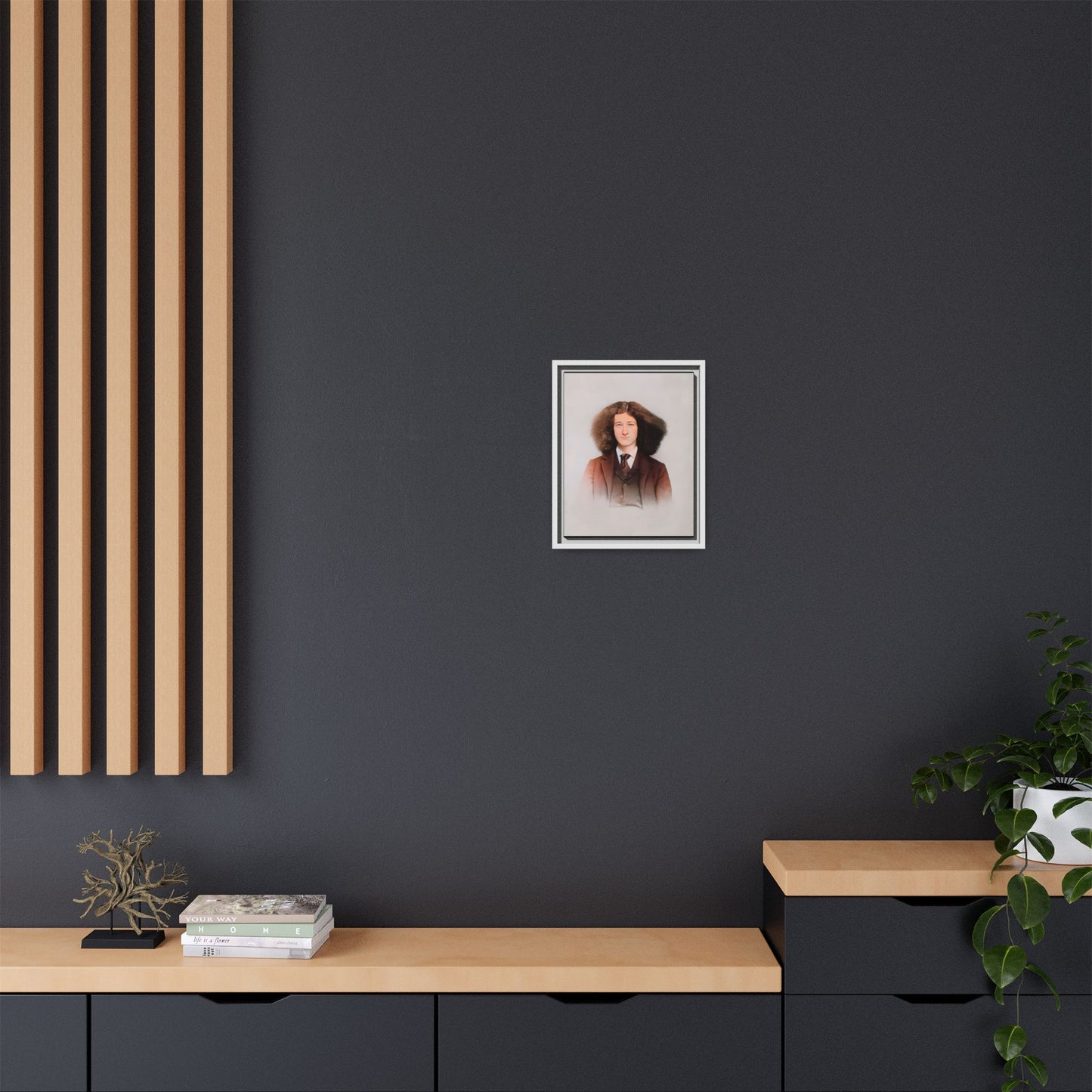 A framed vintage portrait on matte canvas featuring Theo in Eden Mills, Vermont, capturing confidence, identity, and timeless elegance. Trans Man LGBTQ