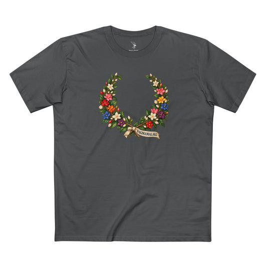 Philippine sampaguita laurel wreath in Pride colors with the Filipino word PAGMAMALAKI