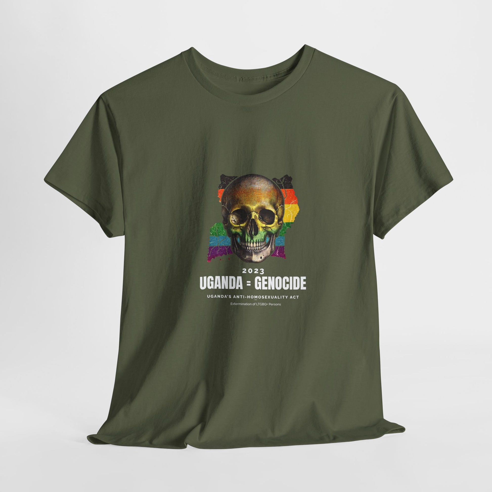 Uganda = Genocide | Activist T-Shirt Pride LGBTQ Execution Elimination Discrimination Gay T-Shirt