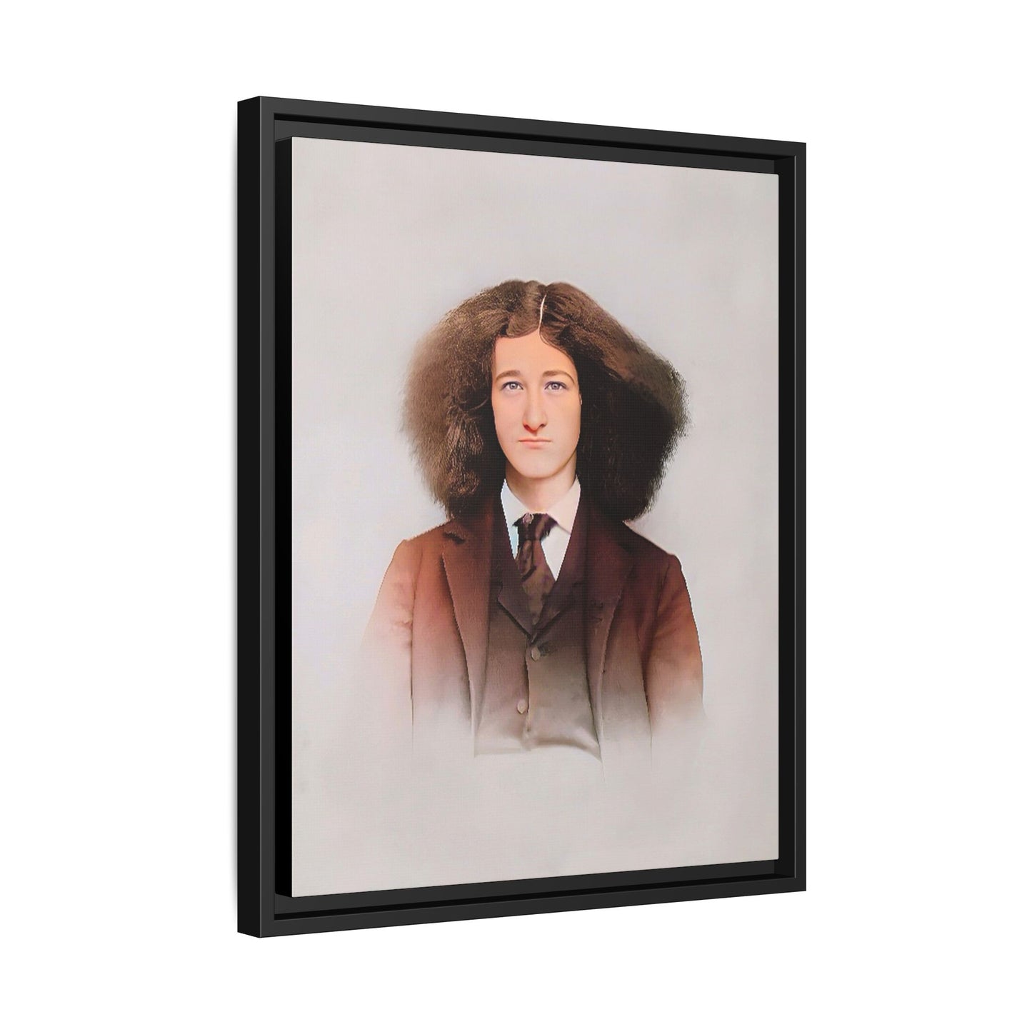 A framed vintage portrait on matte canvas featuring Theo in Eden Mills, Vermont, capturing confidence, identity, and timeless elegance. Trans Man LGBTQ