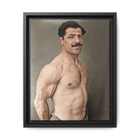 1925 vintage photograph of French featherweight weightlifting champion Marius Martin against a plain studio background