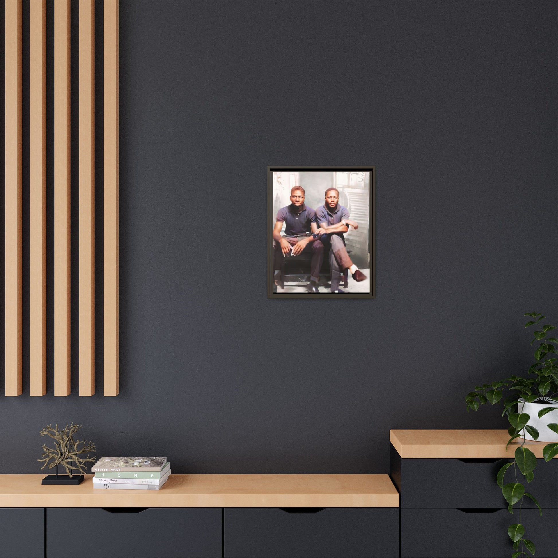 Vintage LGBTQ+ love portrait of Raymond & Paul in Brooklyn, NY. A tribute to African American queer history, now available as a museum-quality matte canvas print. A powerful statement piece celebrating love, identity, and resilience. Gay Couple