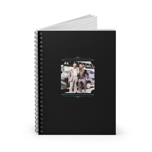 WWII gay couple notebook, vintage military and civilian photo, LGBTQ+ ruled journal, historic pride gift.