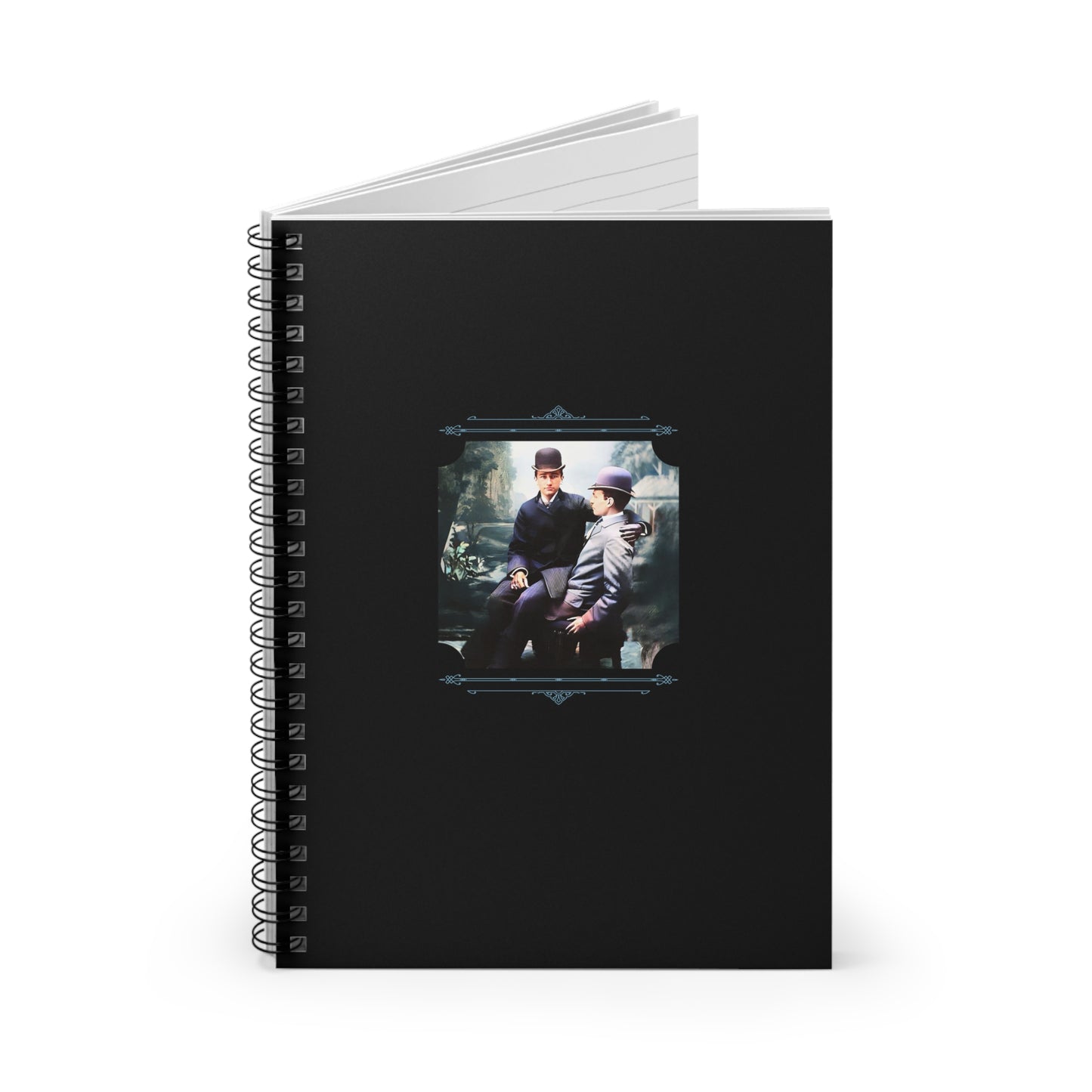 gay Irish couple photo, vintage lgbtq notebook, studio portrait Dublin, queer love from Ireland