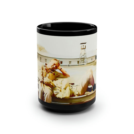 paire 096 | Black Mug, 15oz Gay Queer Vintage Photo Army Couple Wedding Birthday Present Gift Uniform
