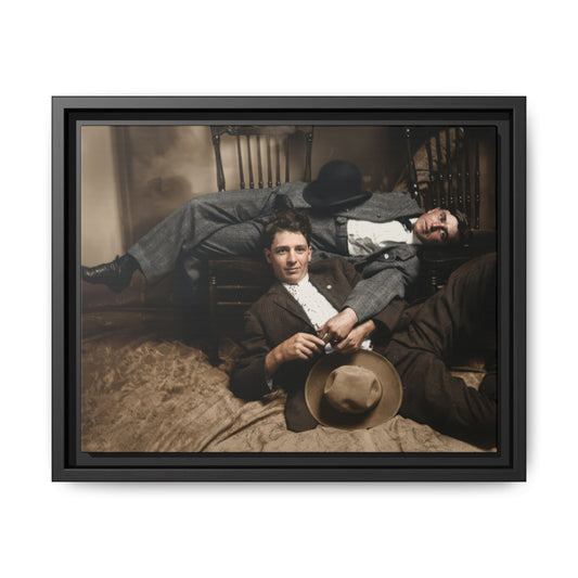 Early 20th century reclining double portrait vintage photograph canvas wall art