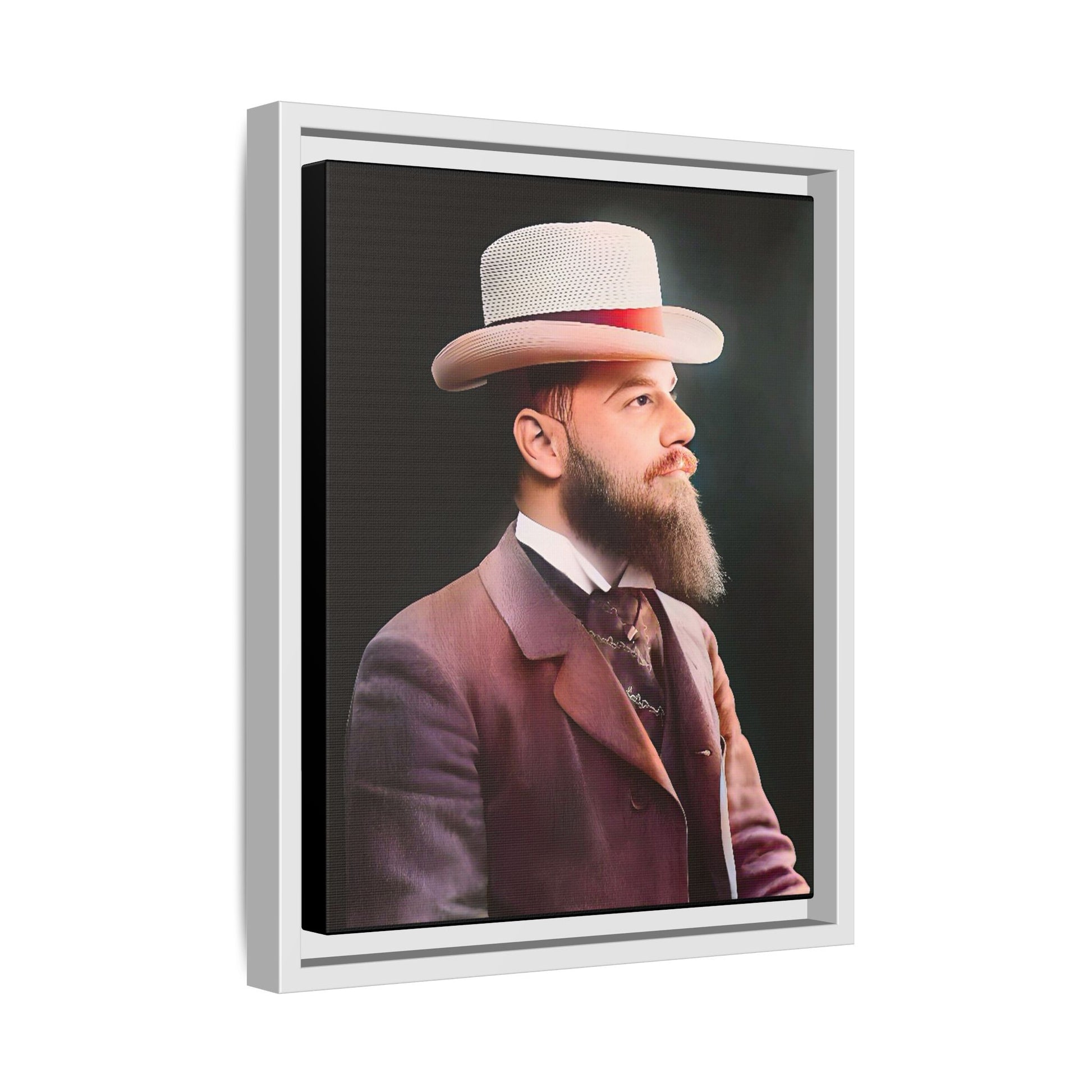 A restored Belle Époque portrait of Jean-Etienne from Le Marais, Paris. This framed matte canvas print captures the sophistication, elegance, and charm of vintage Parisian culture, making it a timeless addition to any home or gallery space.