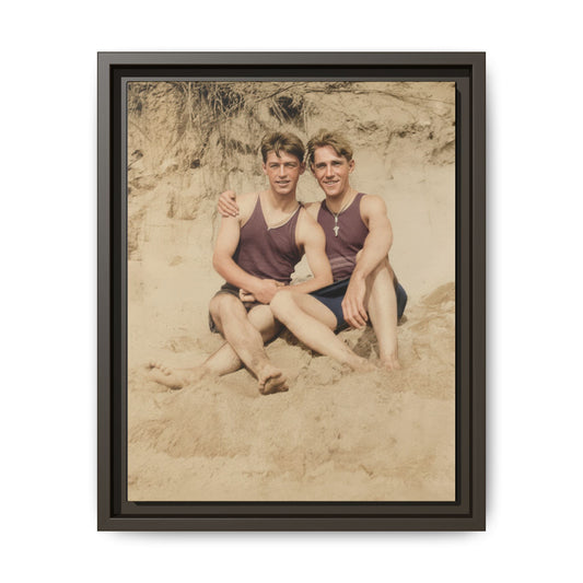 Early 20th century beach portrait historical photo canvas wall art