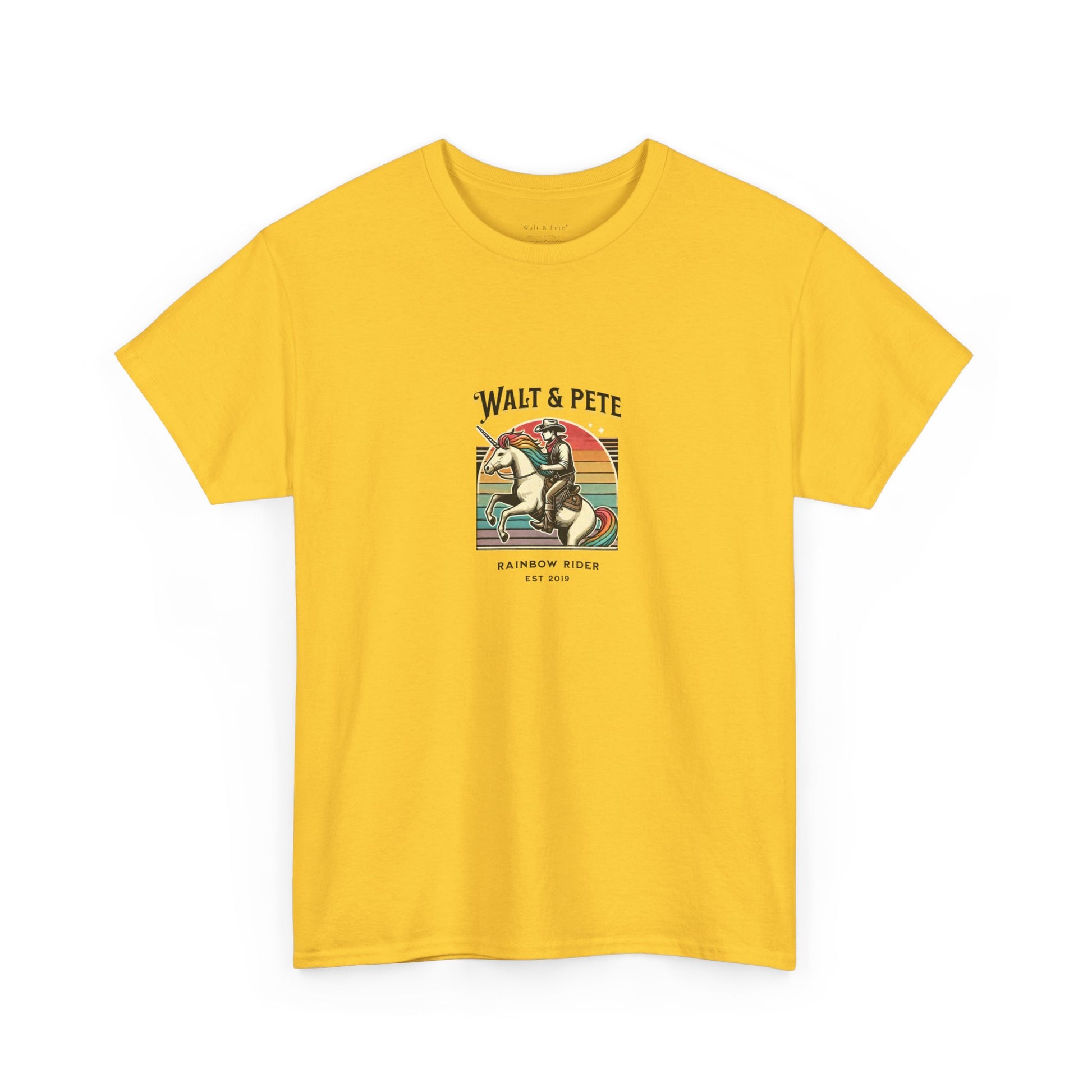 Rainbow Rider | Pride T-Shirt Walt & Pete Pride Western Unicorn Cowboy Fun Queer LGBTQ Rodeo