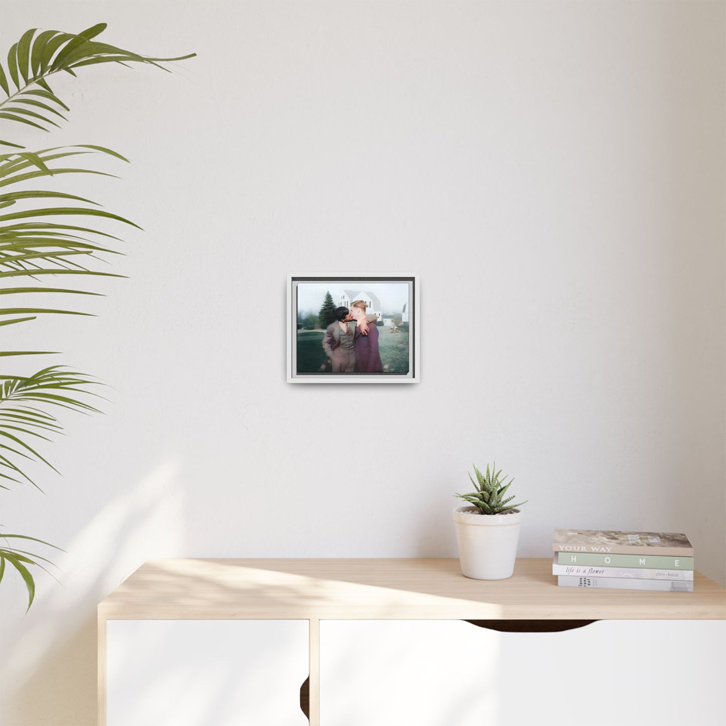 A vintage LGBTQ+ portrait of Milton & Shawn in Londonderry, NH. This framed matte canvas captures a timeless moment of love and resilience, making it a perfect piece for collectors, history enthusiasts, and those celebrating love in all forms. Gay Couple Art
