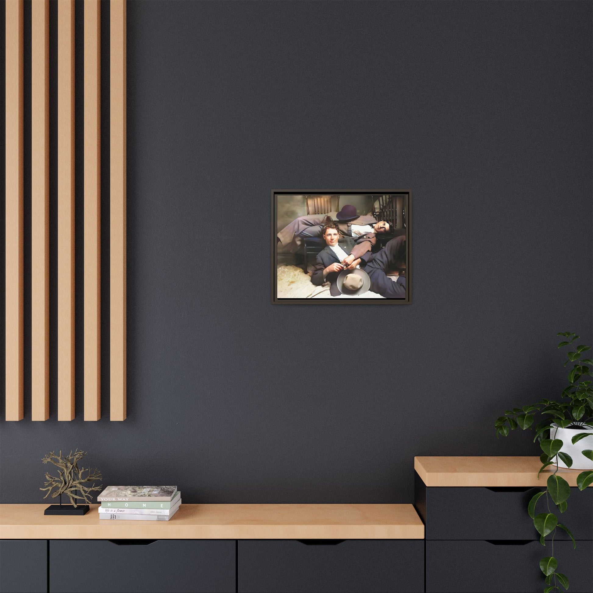 A vintage portrait of Victor & Benjamin in Madison, Wisconsin. This framed matte canvas captures LGBTQ+ history, love, and deep connection, making it a meaningful and timeless addition to any collection or home decor. Gay Couple