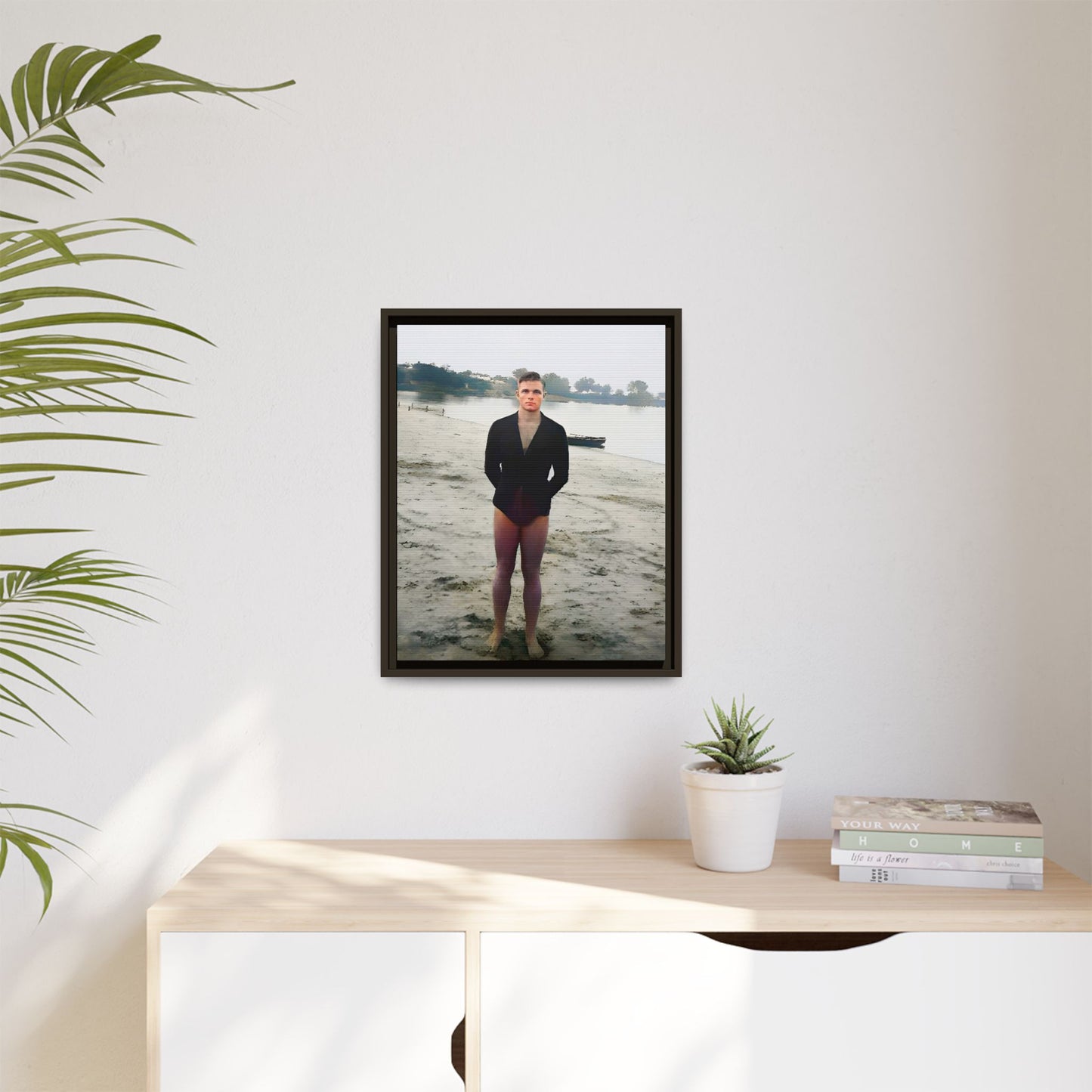 A framed vintage lake portrait on matte canvas featuring Ben at Lake Chicot, Arkansas, capturing solitude, nature, and timeless reflection.
