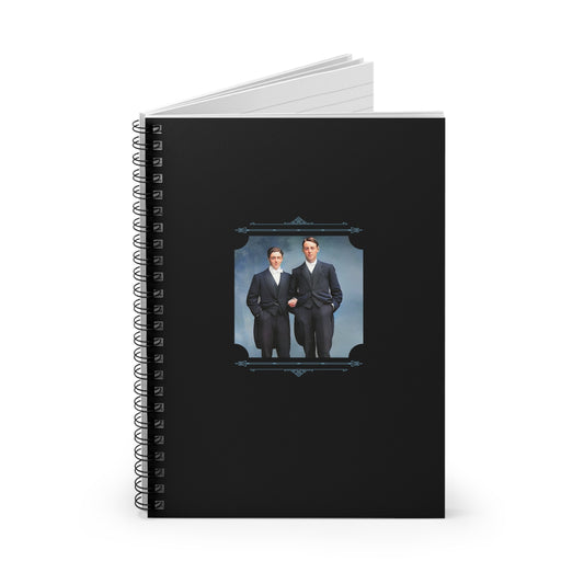gay pride journal, edwardian gay couple notebook, vintage lgbtq photo stationery, black spiral notebook