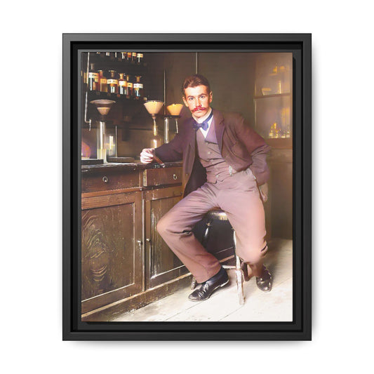 A restored vintage portrait of Dr. Kinnaird in Princeton, NJ. This framed matte canvas captures 19th-century academic excellence, intellect, and scientific history.